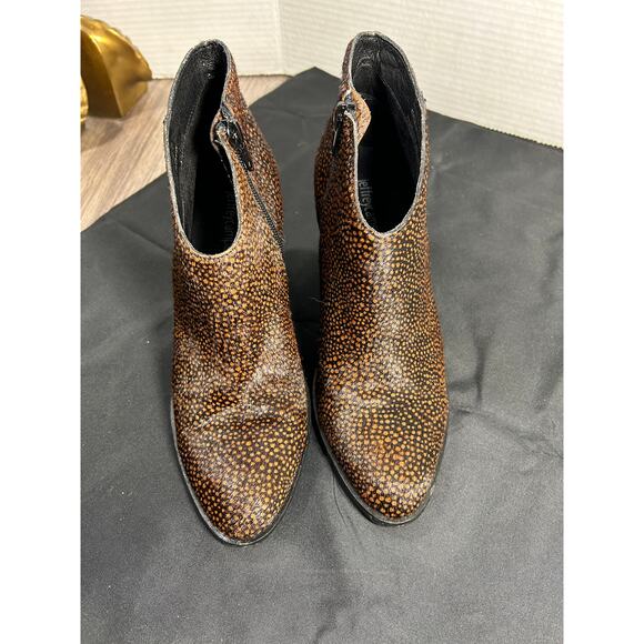 Jeffery Campbell Bootie Kamet Women's Real  Fur from Cow Brown Block Heel - Picture 6 of 7